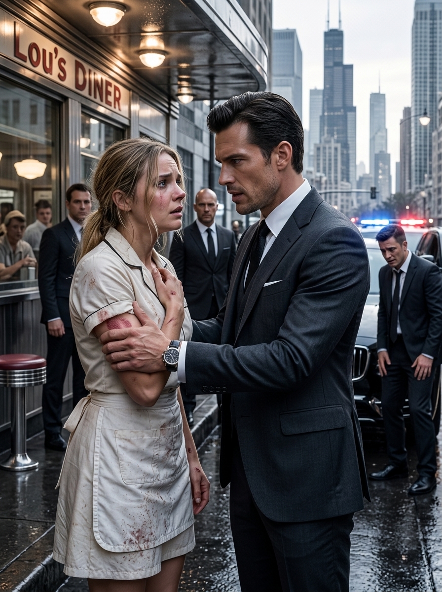 He Asked Who Touched Her and It Made Every Sound in the Diner Stop. She Lied Twice. He Drove Her to His Penthouse. His Man Found the Encrypted Phone. He Cleared the Room, Looked at Her, and Said: ‘Who Are You?’ She Put a Gold Ring on the Table and Said a Name That Made Him Sit Down.