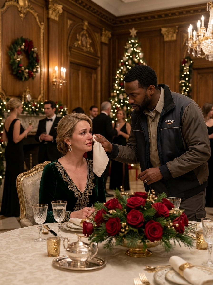 He, A Black Single Dad, Was a Delivery Driver at a CEO’s Christmas Party. He Watched Her Cry Alone at Her Own Head Table. Then He Did Something Nobody in That Room Had Thought to Do in 11 Years