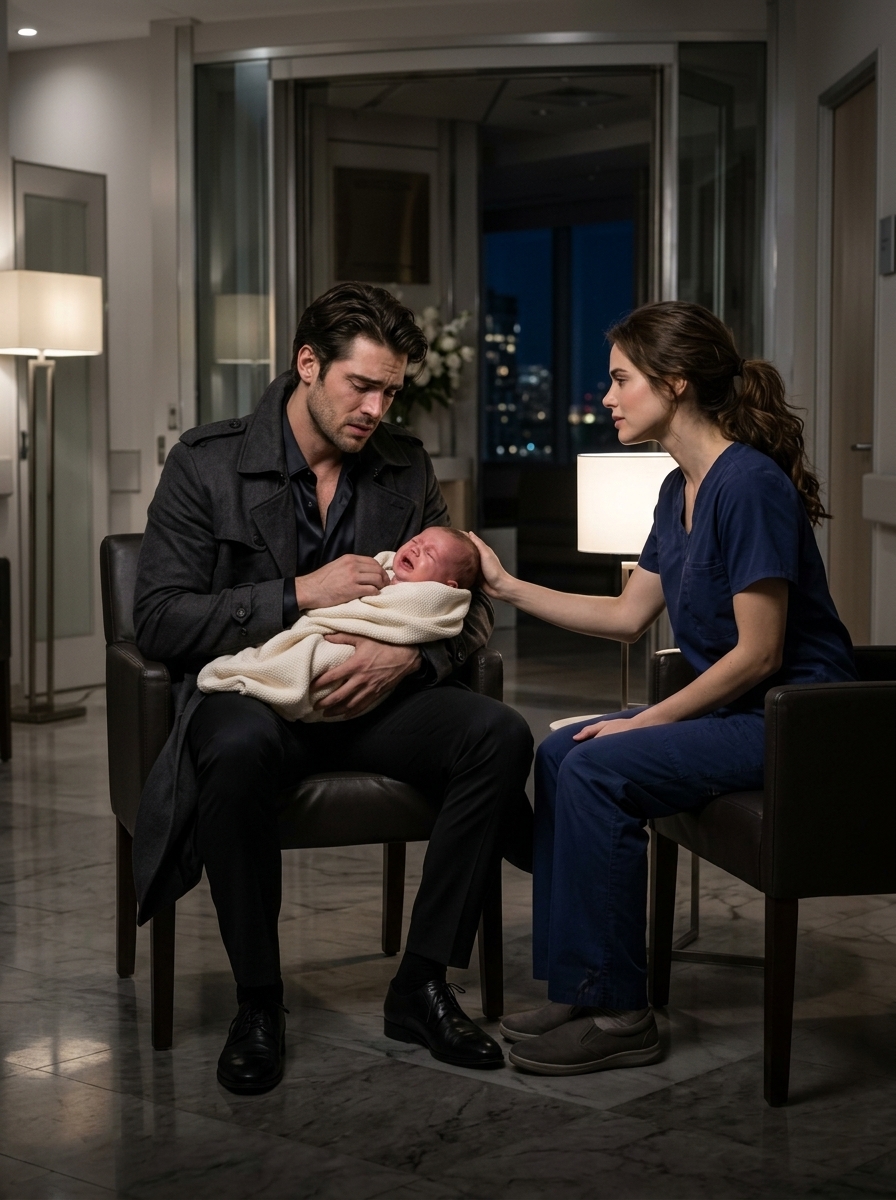 The Night Billionaire Mafia Boss Sat Desperately Beside His Crying Infant— Until A Poor Nurse Unexpectedly Showed Kindness and Sat Down Beside Him