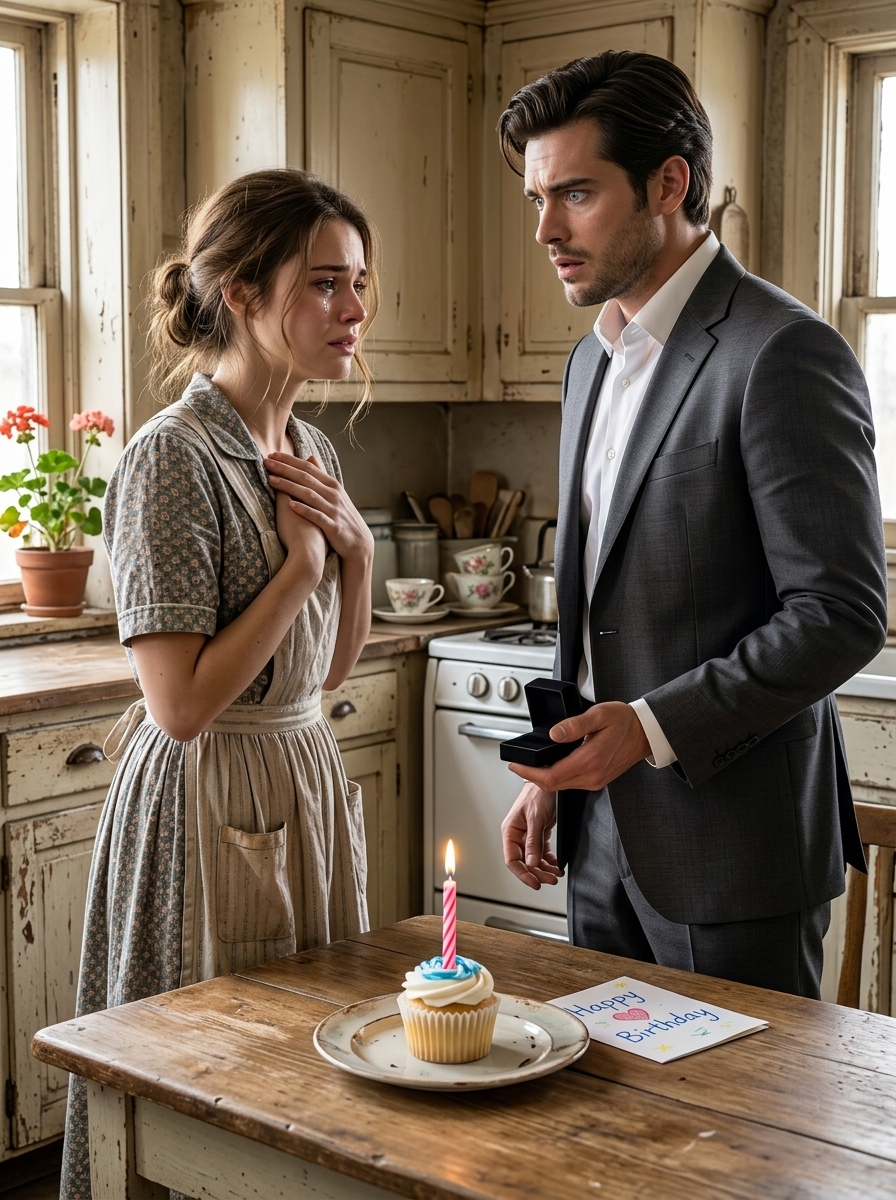 The enraged billionaire tracked the young maid home to prove she had stolen his fiancée’s diamond—but the birthday candle on her kitchen table shattered his hopes