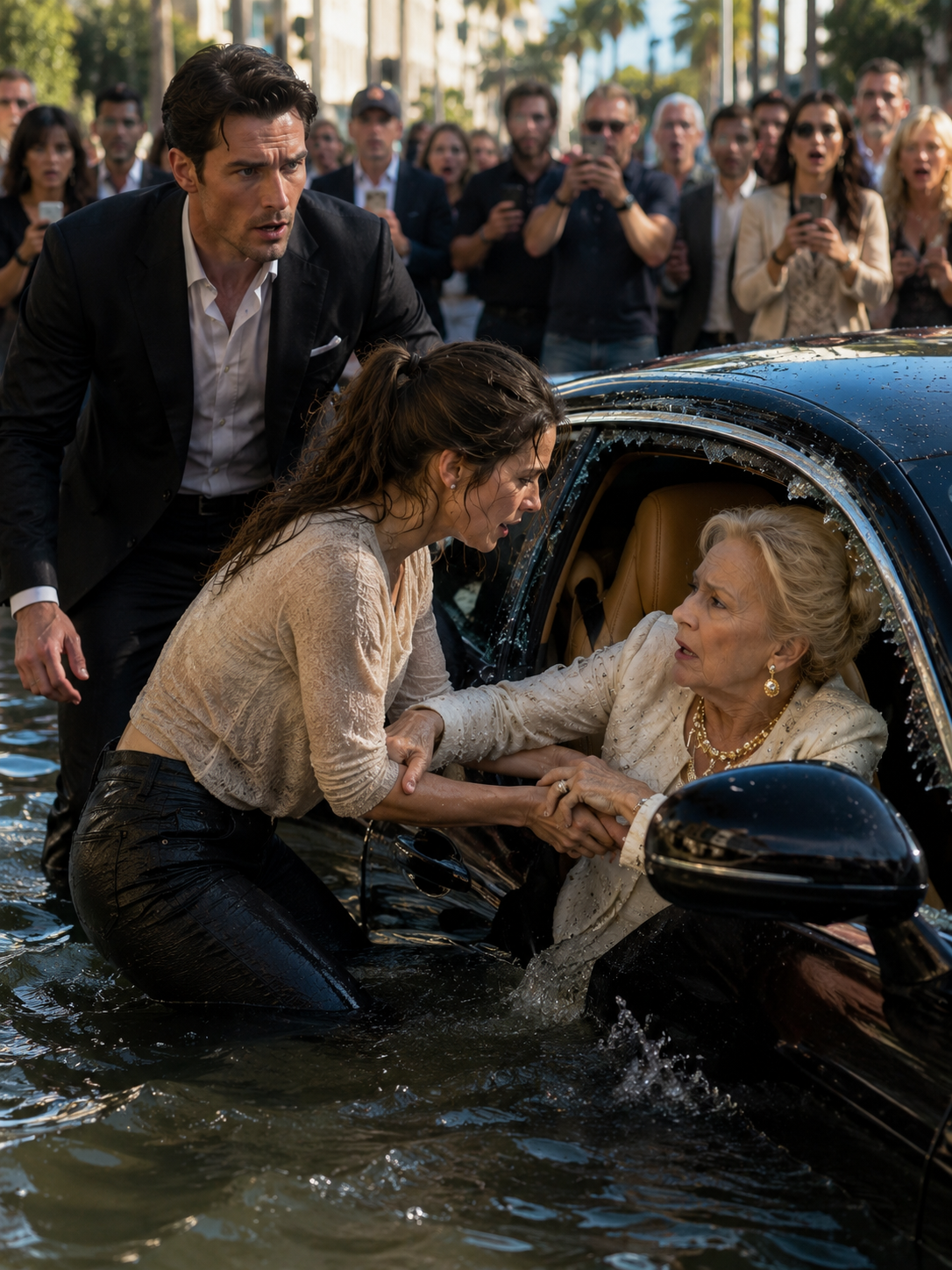 The Widow Risked Everything to Save an Elderly Woman From a Sinking Car Then the Truth Shocked the Entire Street