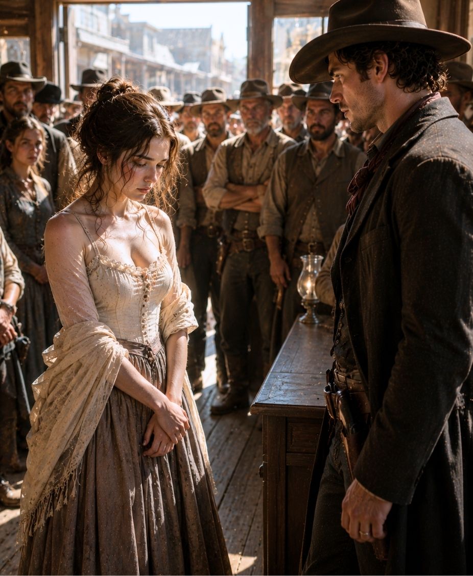 No One in Town Would Hire Her After the Rumors Started — Then the Mountain Man Walked In, Looked at Her for a Long Moment, and Asked One Question That Made the Whole Street Go Quiet