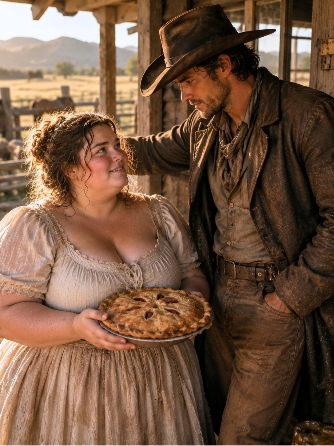 “You belong here,” the rancher said after the homeless plus-size girl baked a single pie