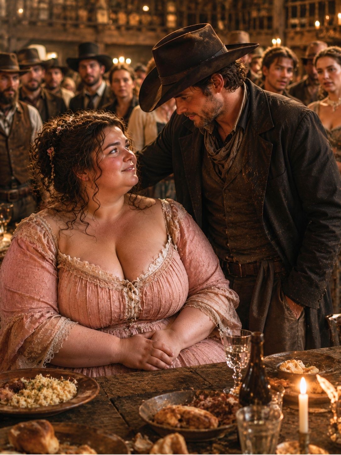 Everyone ignored the obese girl at the feast — until the cowboy sat beside her