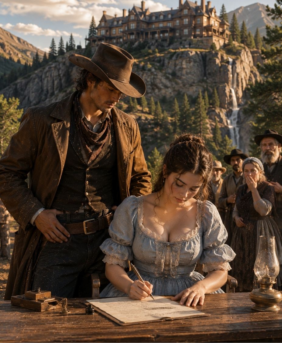 “Marry the Poor Cowboy or Lose Everything,” the Town Whispered – But She Signed Before Seeing His Secret Mansion in the Mountains