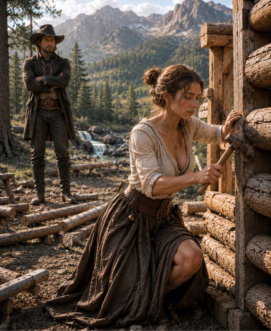 The Mountain Man Couldn’t Stop Watching the Woman Building a Cabin Alone… Until the Place She Built to Hide Became His Downfall
