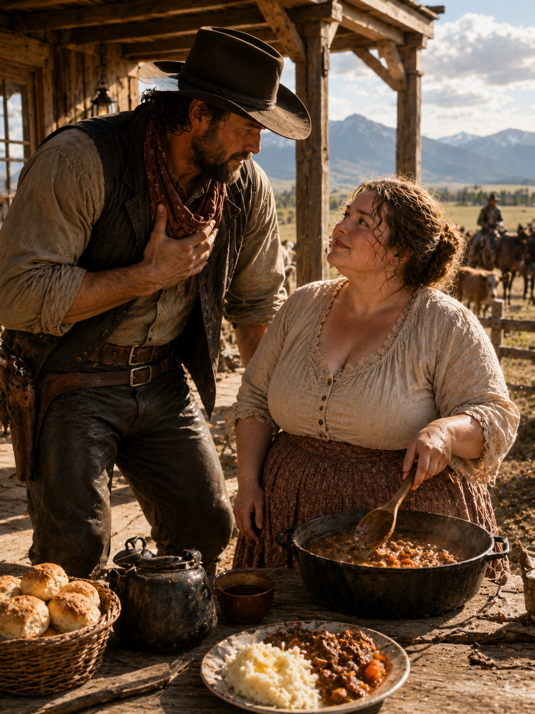 “Just Cook and Stay Out of My Way, Widow”—Then the Giant Cowboy Begged for Her Help