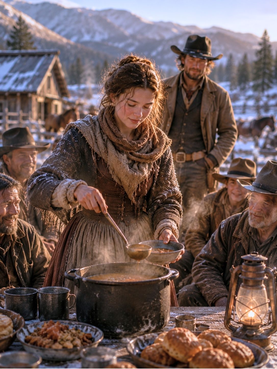 A widow arrived at the ranch with two children and nothing — by winter she had saved every man on it