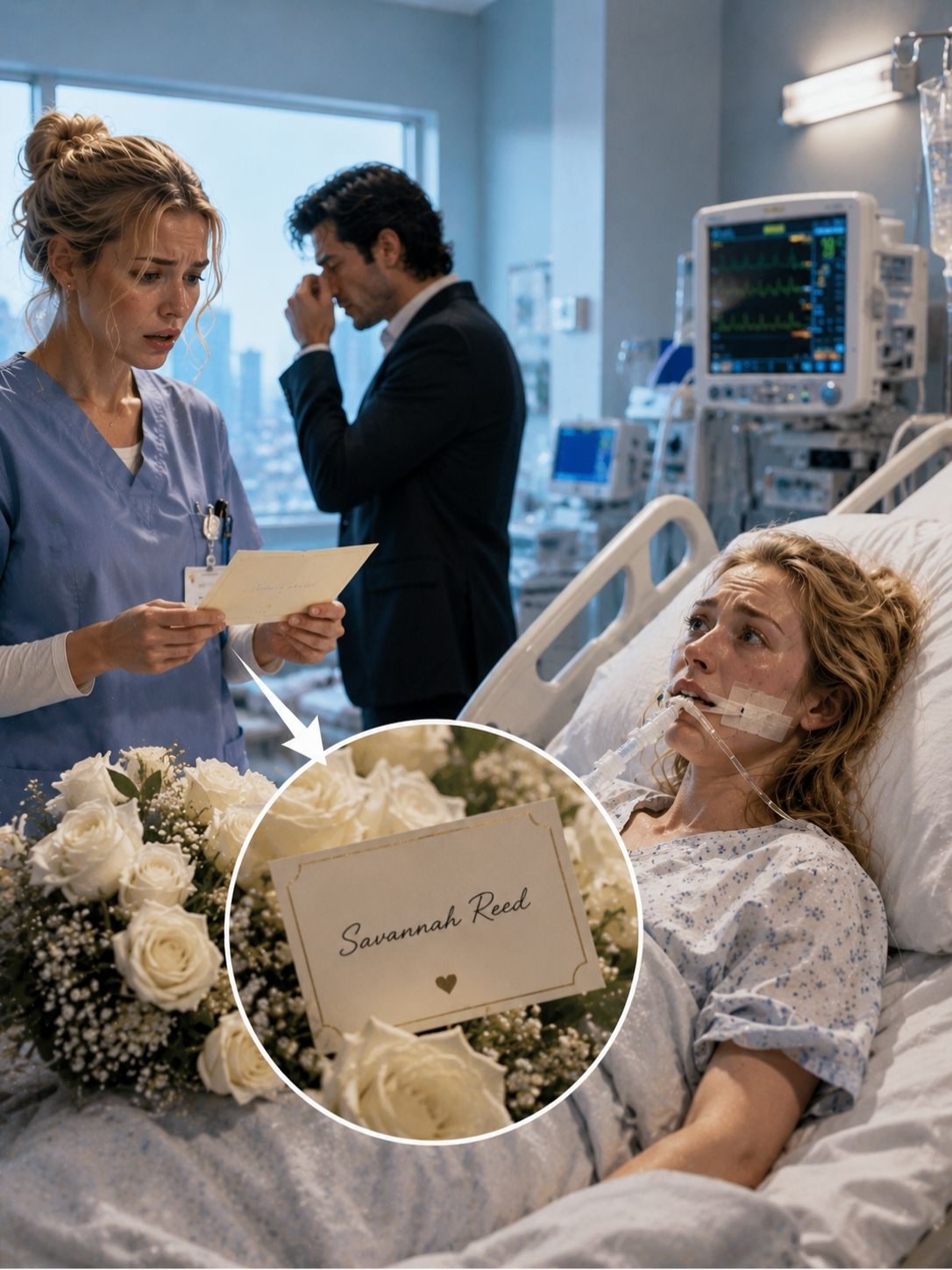 My Husband Sent Flowers to My ICU Room While I Was Still on a Ventilator — The Card Wasn’t Addressed to Me.
