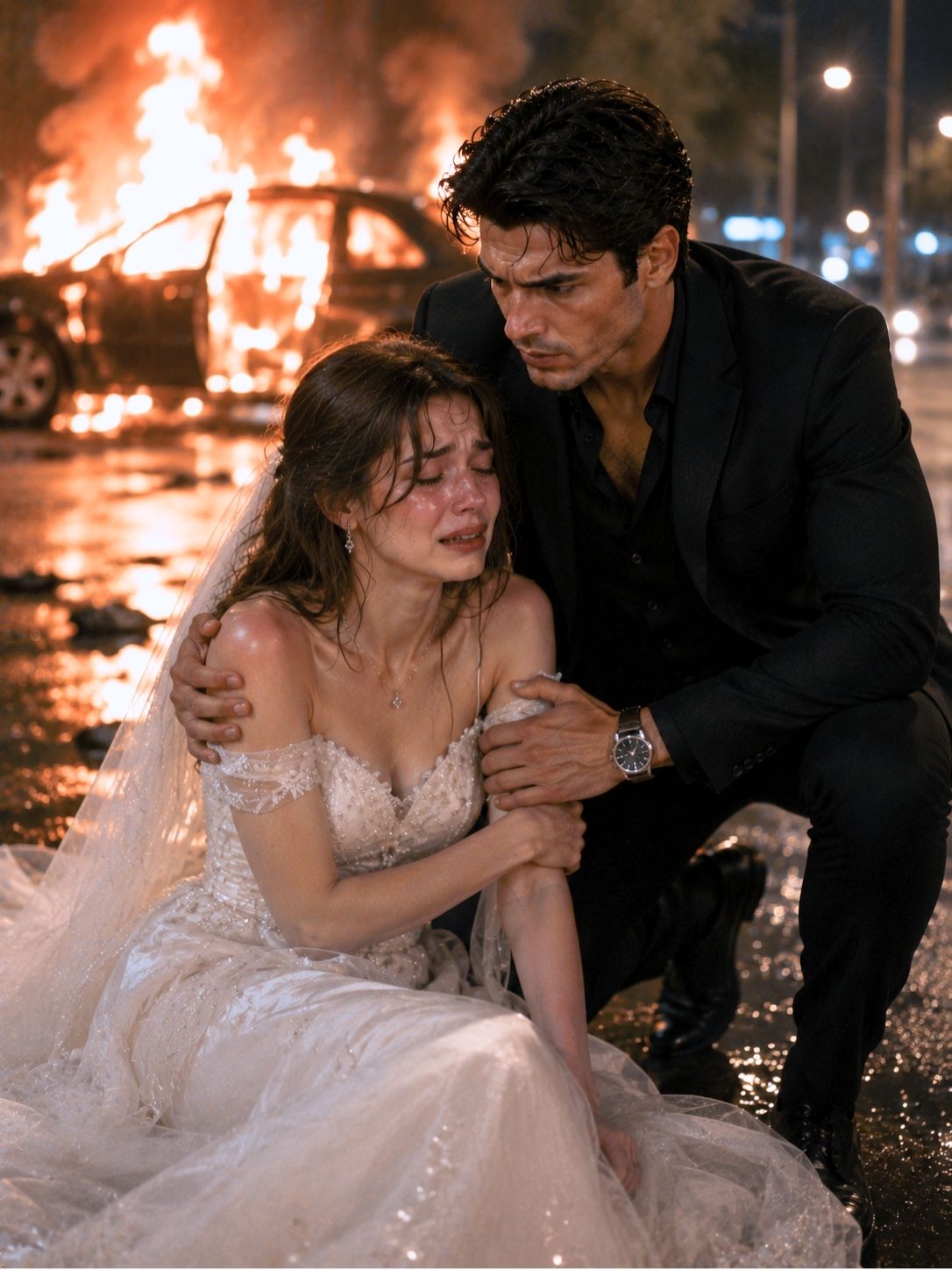 The Mafia Boss Rescued A Crying Bride — But The Groom’s Burning Car Uncovered A Heartless Marriage Fraud