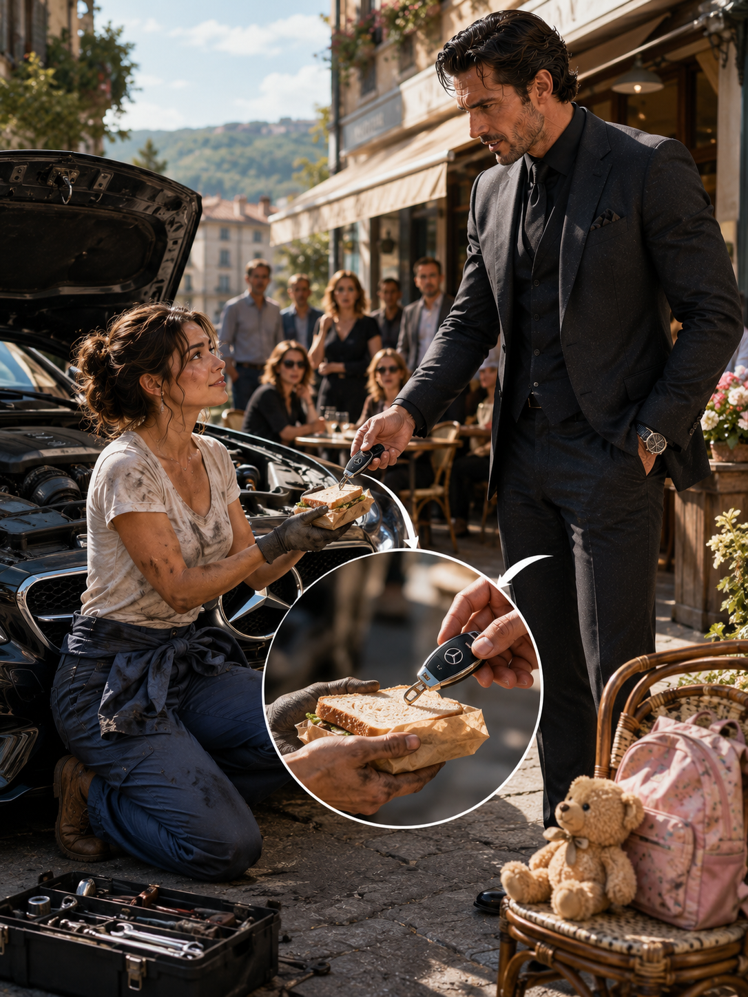 A Poor Single Mom Fixed a Stranger’s Mercedes for a Sandwich—Not Knowing He Was the Mafia Boss Who’d Risk Everything to Protect Her