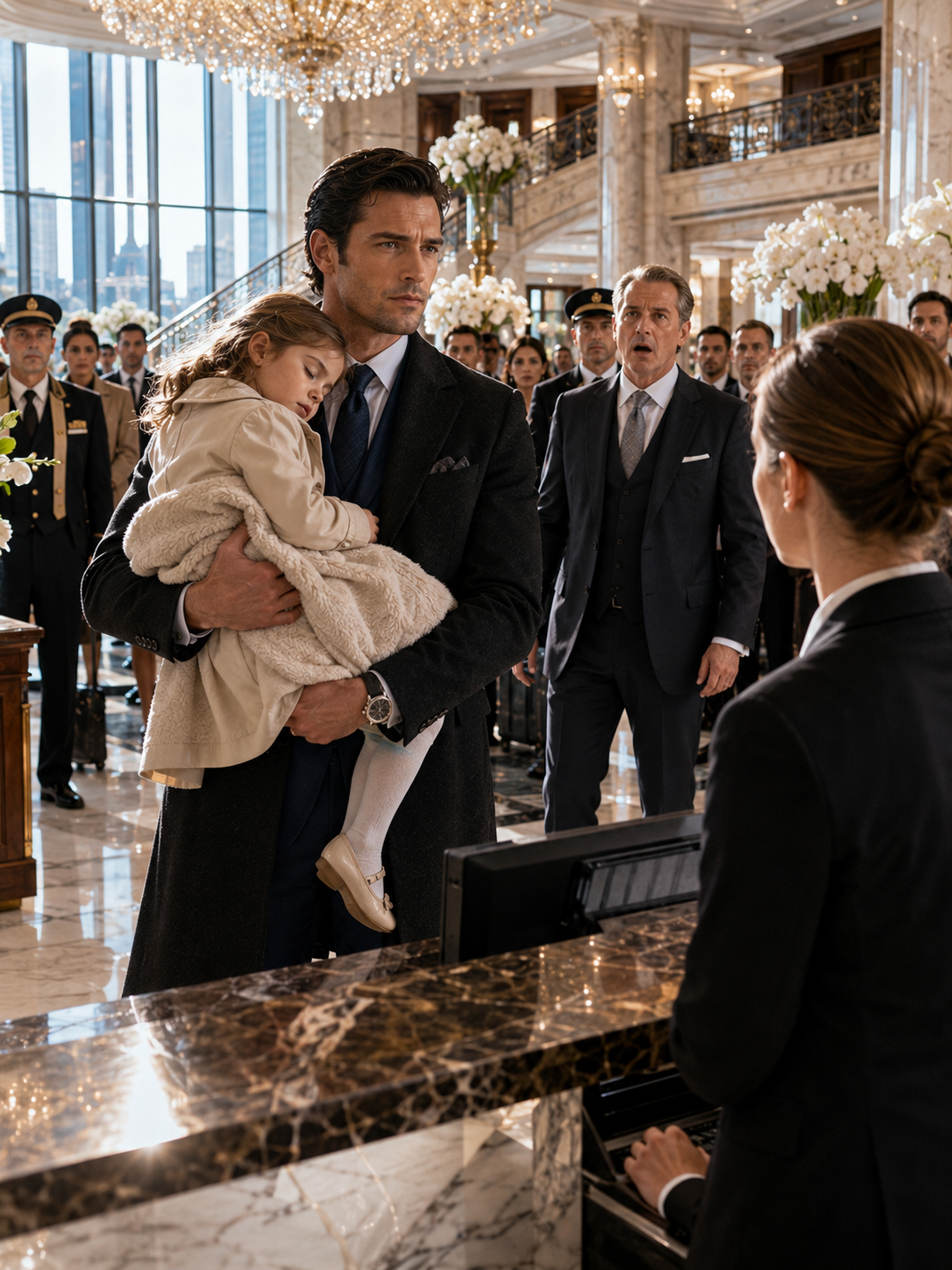 He Was Denied a Room in His Own Hotel While Carrying His Sleeping Daughter—Then the Entire Lobby Learned His Name