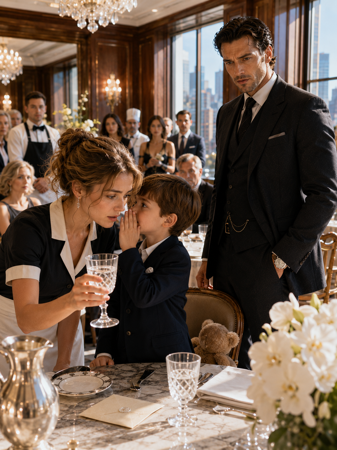 The Poor Waitress Took the Glass Meant for the Mafia Boss’s Little Boy—What He Whispered Next Changed Everything