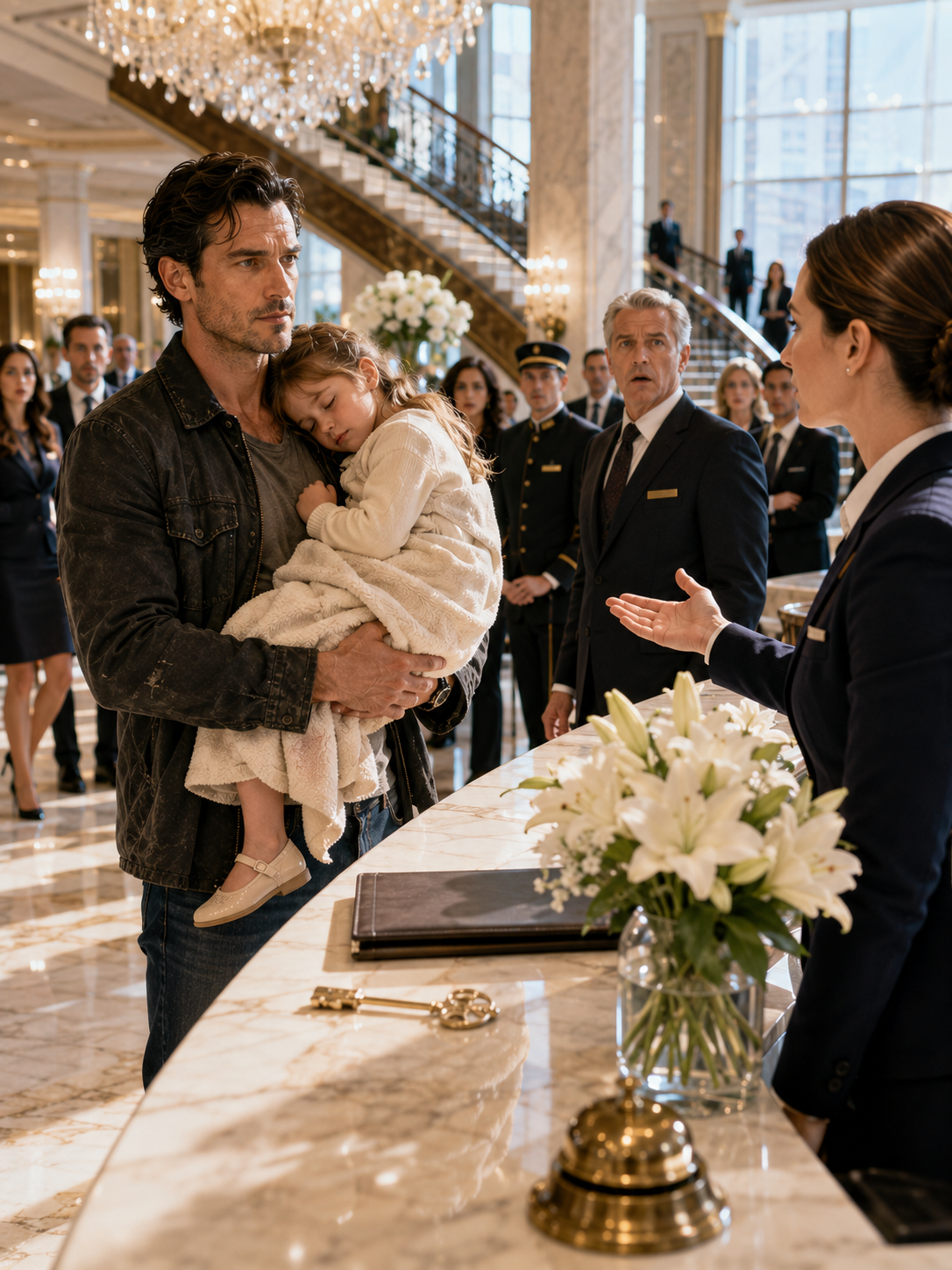 I Carried My Sleeping Daughter Into the Luxury Hotel I Owned—The Front Desk Took One Look at My Worn Jacket and Told Us to Leave