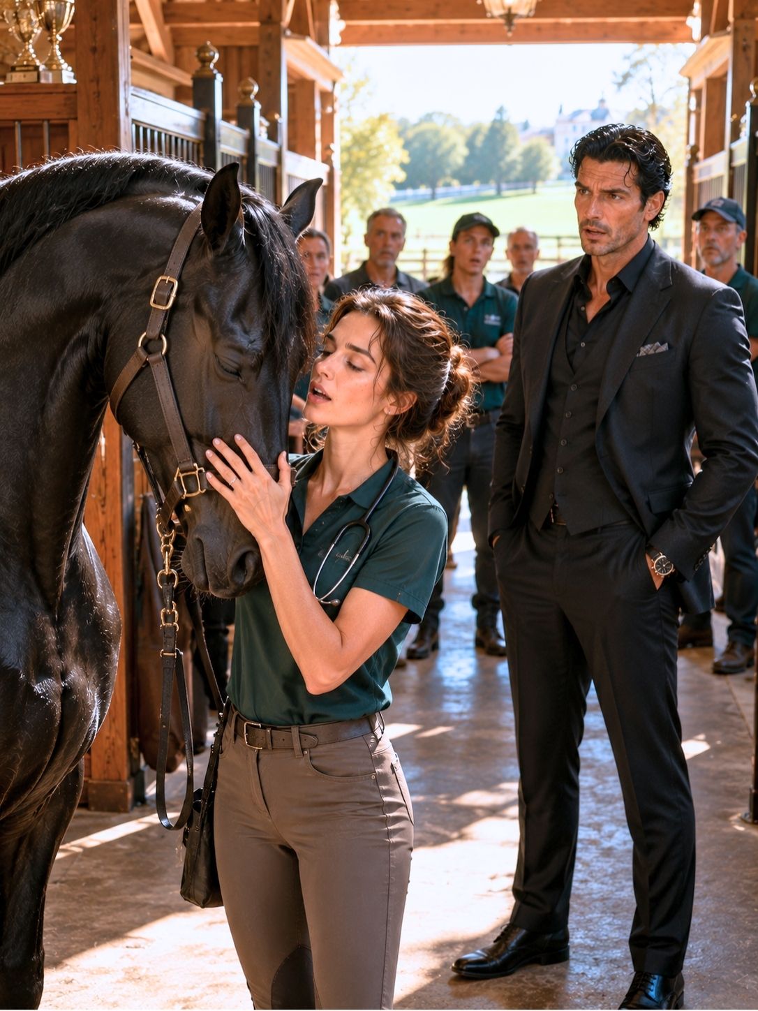 The Billionaire Mafia Boss Found a Beautiful Vet Singing to His Most Dangerous Horse—Then Someone Whispered, “Don’t Stop Her… The Horse Already Chose”