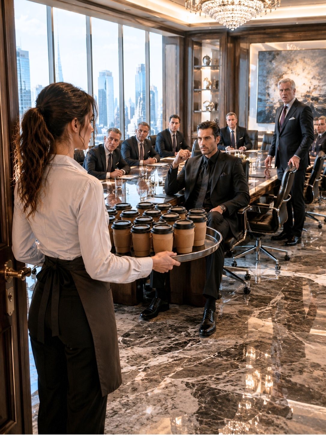 I Walked Into a Mafia Boss’s Locked Meeting With Twelve Coffees—Then Exposed the Cousin Who Framed My Father