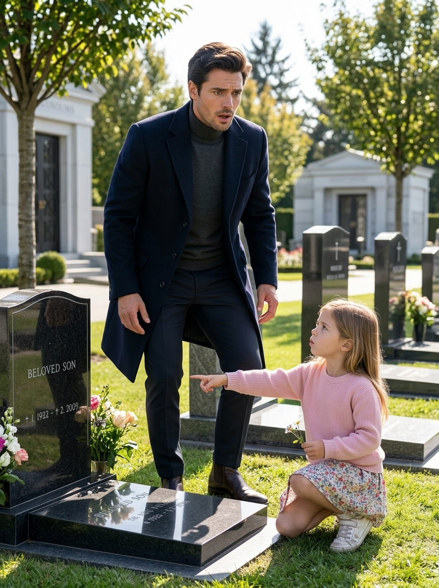 The Billionaire Mourned His Son for a Year—Then a Little Girl Pointed at the Grave and Said, “He’s Not There”