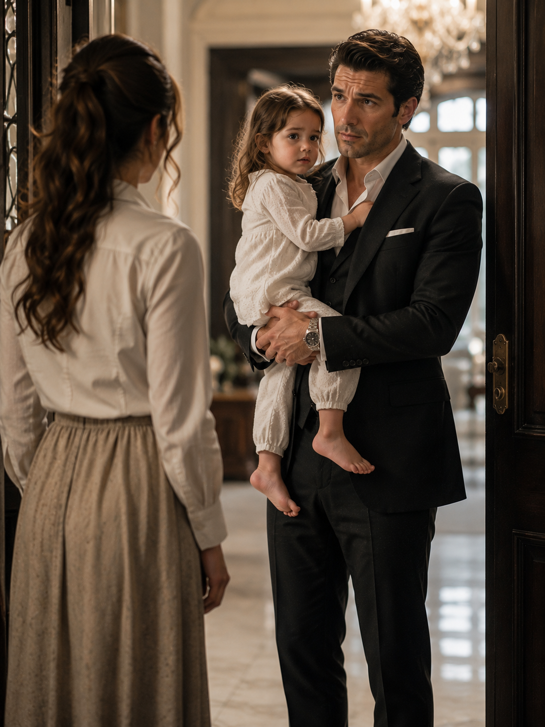 She Came to Repay Her Dead Father’s Debt—Then the Widowed Millionaire Opened the Door Holding a Little Girl and Changed Her Life Forever