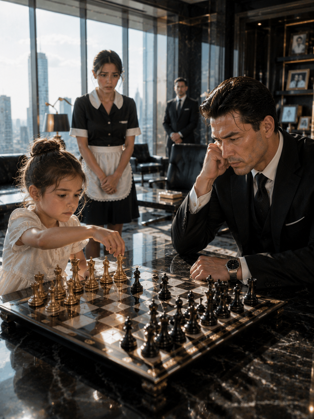 The Billionaire Asked His Maid’s Little Girl to Play Chess as a Joke—Then Her Final Move Destroyed Everything He Thought He Knew