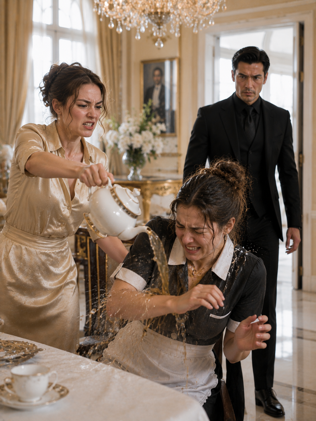 Sister-in-Law Poured Hot Tea on the Poor Maid—Then the Feared Mafia Boss Walked In