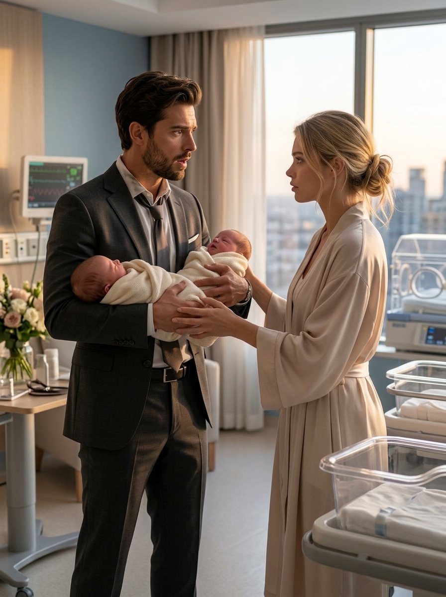 The billionaire Stormed Into the Hospital to Confront His Ex — Then She Handed Him Two Newborn Twins and Revealed a Secret That Changed Everything