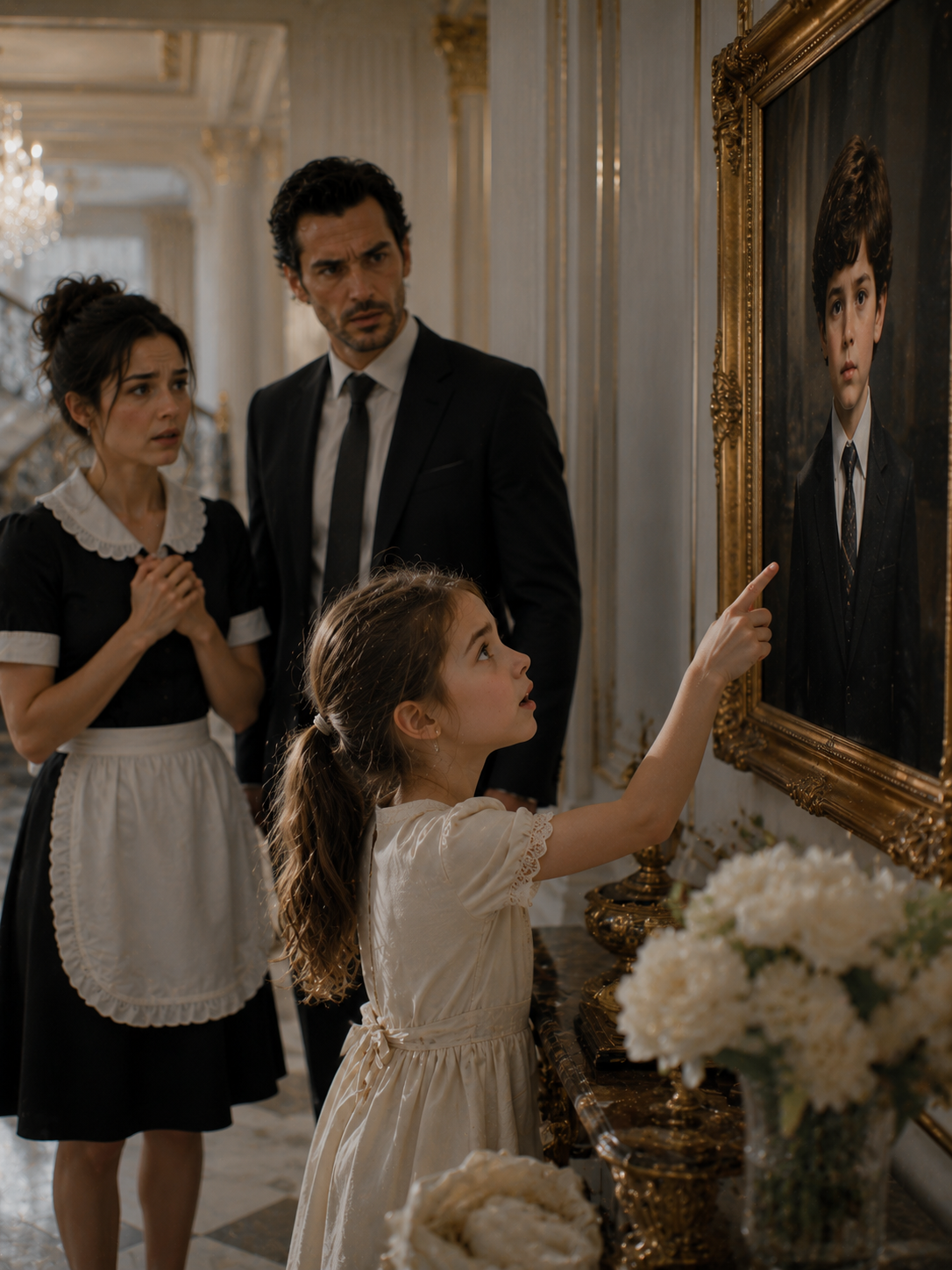 The Maid’s Daughter Saw the CEO’s Late Son in a Portrait—Then Whispered a Sentence That Froze the Mansion