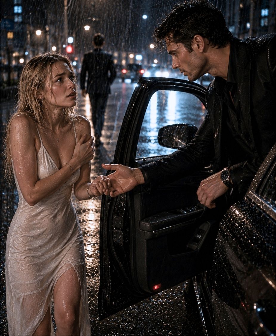 The Stranger in the Black Car Arrived Moments After Her Ex Left Her in the Rain