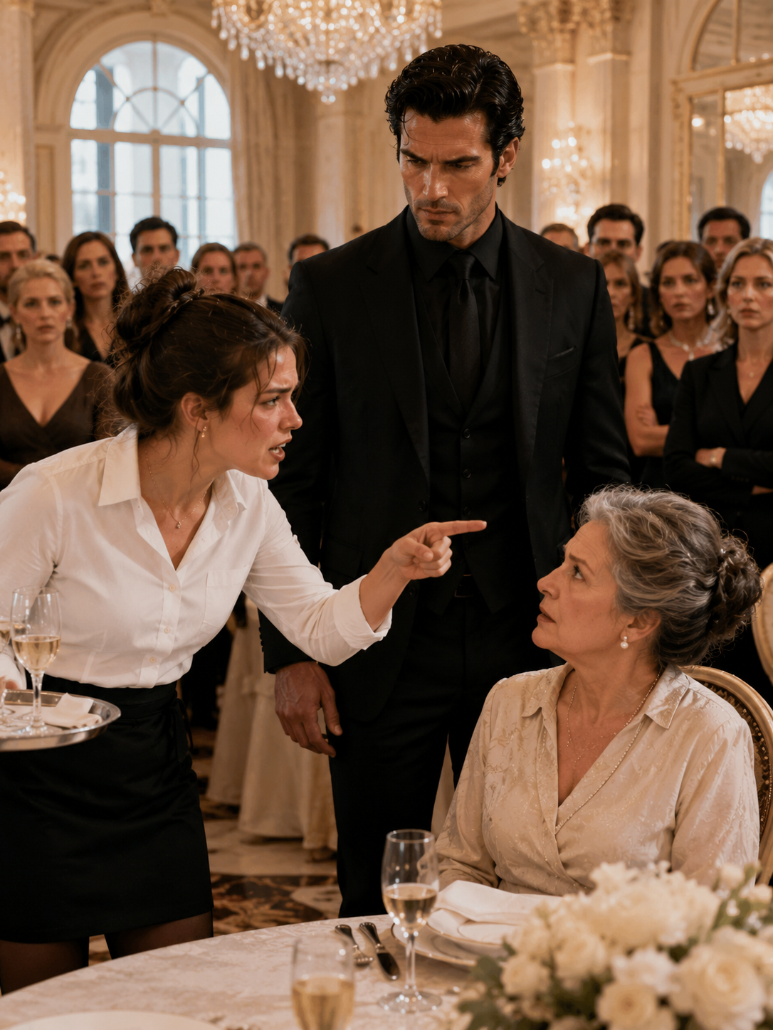 The Mafia Boss Watched 300 Powerful Guests Humiliate His Mother—But When a Poor Waitress Defended Her, He Said Something That Left the Entire Ballroom Frozen