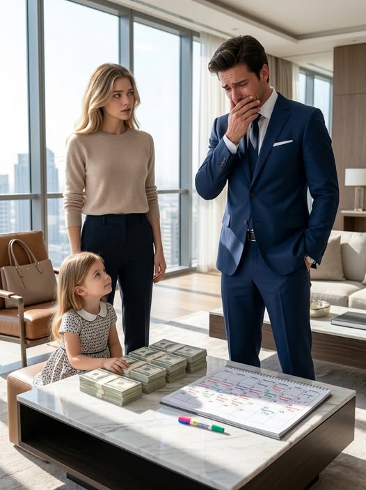 A Billionaire Left Fifty Thousand Dollars on His Coffee Table to Catch the Nanny Stealing, but Her Little Girl Counted Something That Made Him Cry