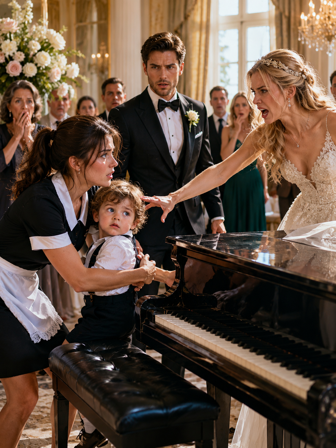 His Fiancée Shoved the Maid’s Toddler Off the Piano Bench — One Look at the Child’s Eyes Ended the Wedding Before It Began