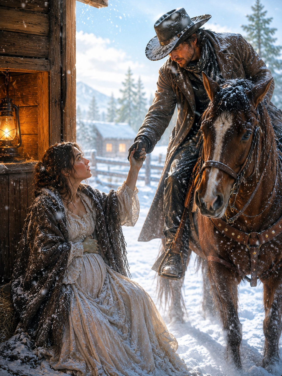 A pregnant widow faced a deadly blizzard alone, then a cowboy rode in and saved both lives