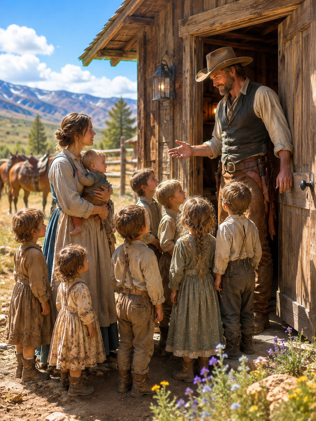 She had 43 dollars and nine hungry children… until a rancher opened his door and gave them a place to survive