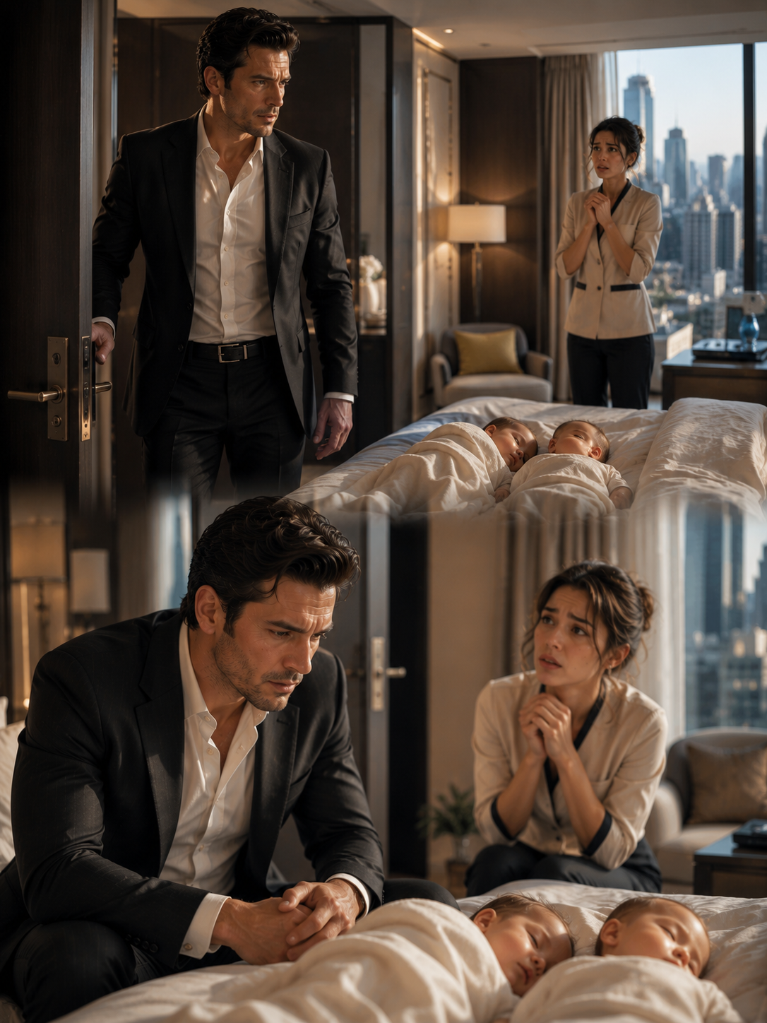 I walked into my presidential hotel suite expecting to grab a forgotten business report. Instead, I found two tiny twins asleep in my bed—and their exhausted mother, one of my own employees, standing in the doorway praying I wouldn’t destroy the only shelter she had left. In that moment, every business rule I’d ever lived by collided with a memory I had spent years trying to forget.