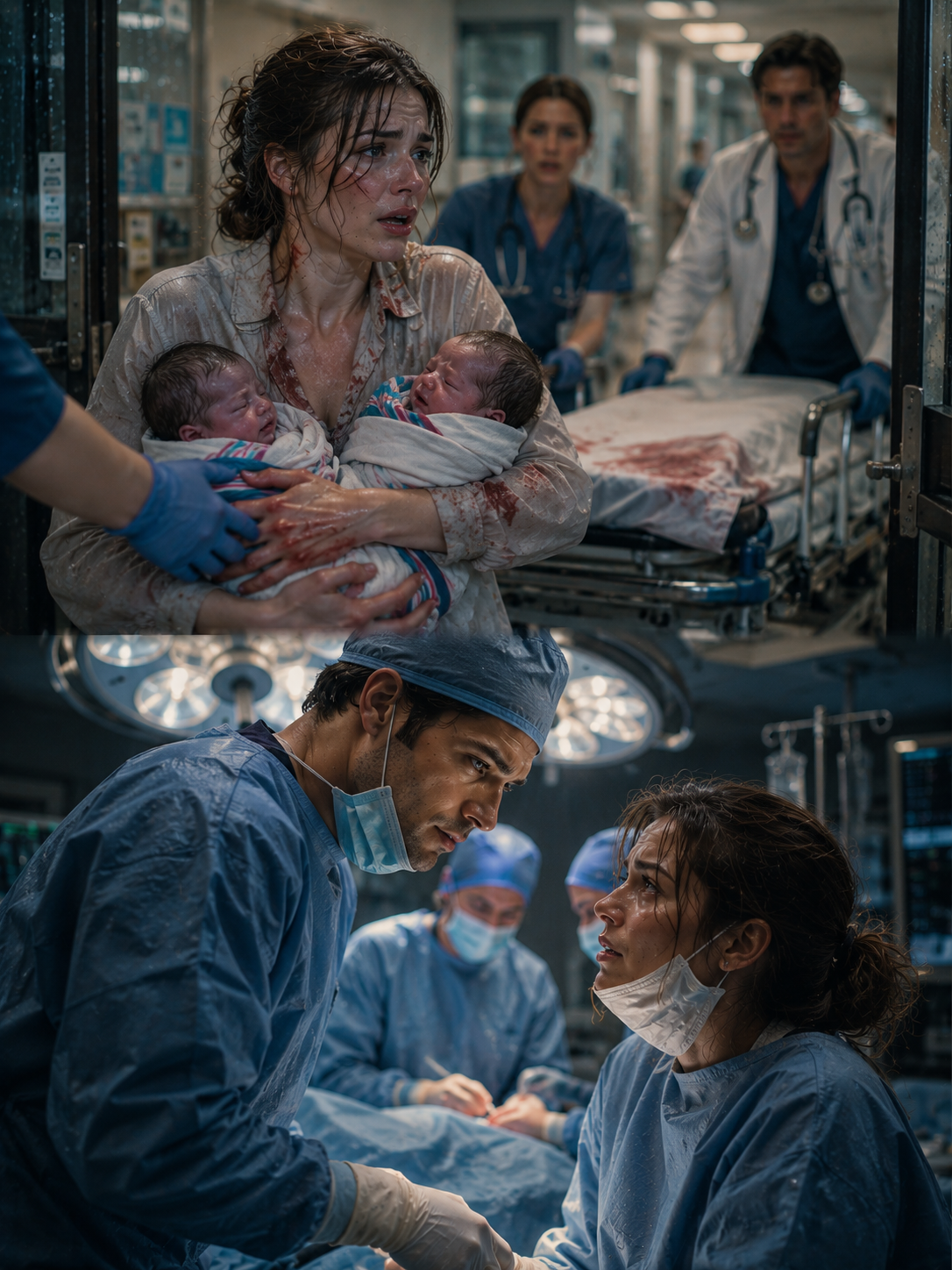She came into the hospital bleeding, carrying twins who might not survive the night. Then the surgeon stepped into the operating room, looked down at my face, and whispered my name—the same billionaire ex who had shattered my heart five years earlier.