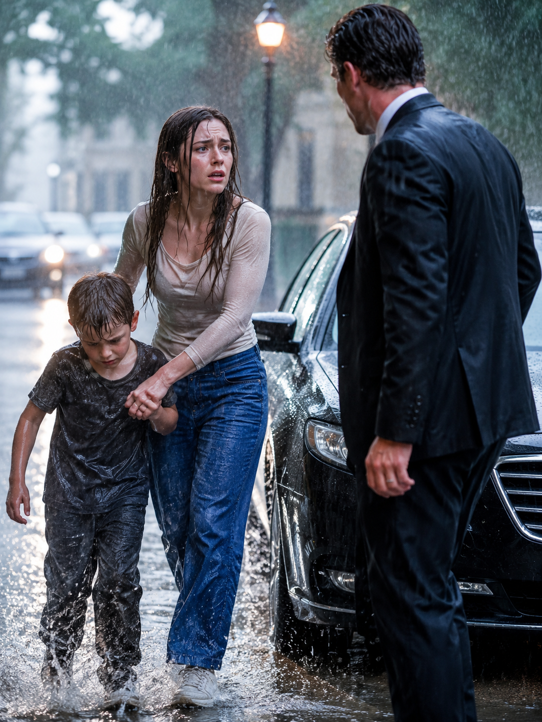 She Pulled a Bleeding Child from the Rain-Soaked Darkness—But When His Father Arrived, Everything She Knew About Survival Shattered
