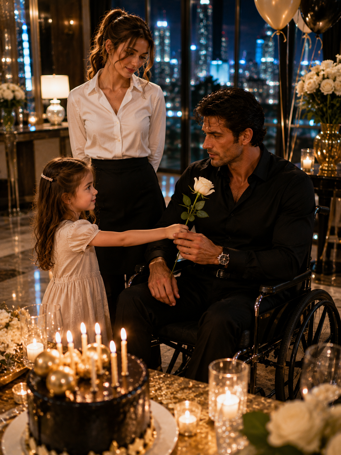 No One Came to the Paralyzed Mafia Boss’s Birthday—Then a Poor Waitress’s Little Girl Walked In