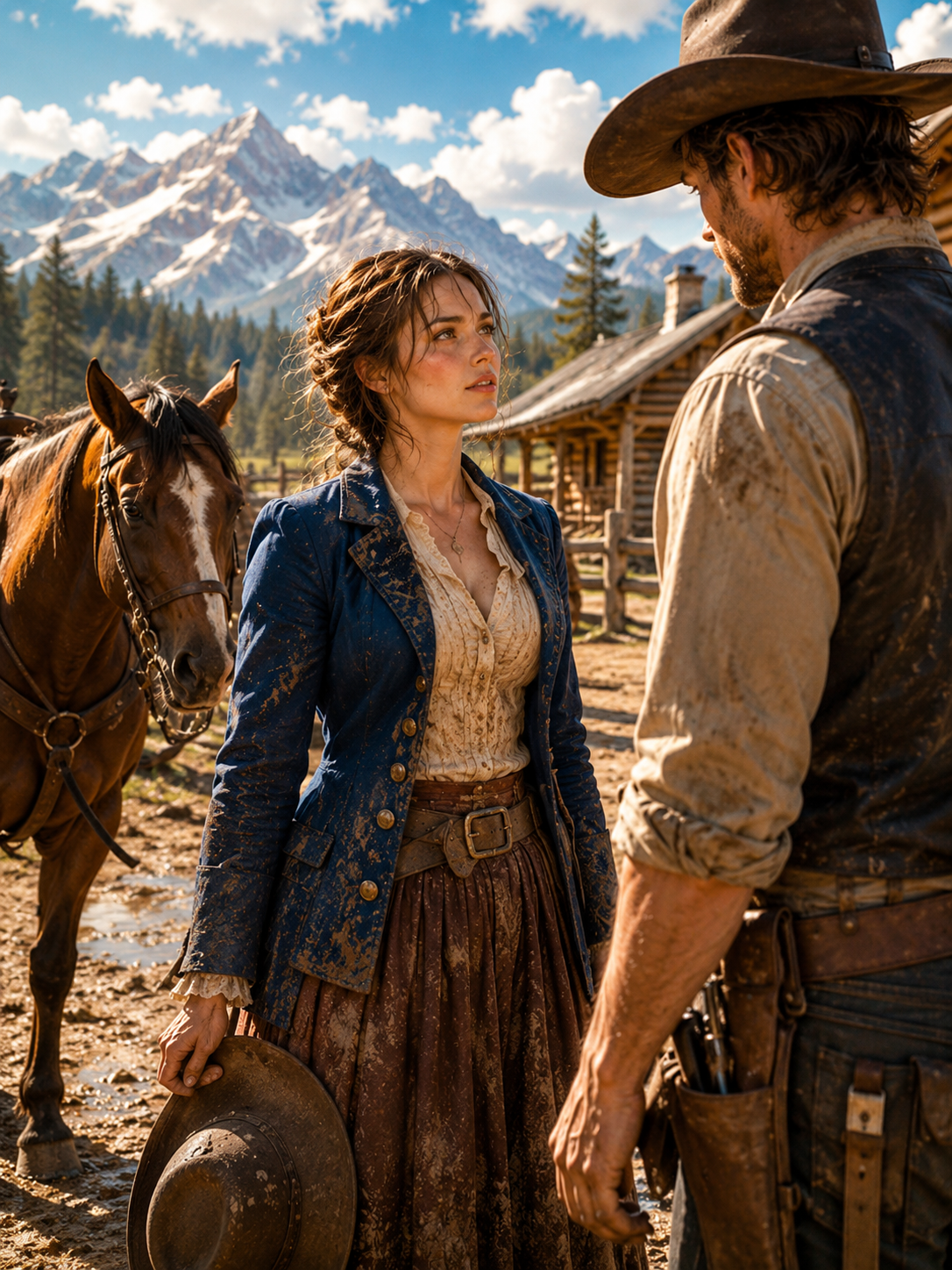She Rode Into His Clearing in a Velvet Coat Destroyed by Forty Miles of Pine and Mud. She Didn’t Scream. She Said: “Marry Me.”