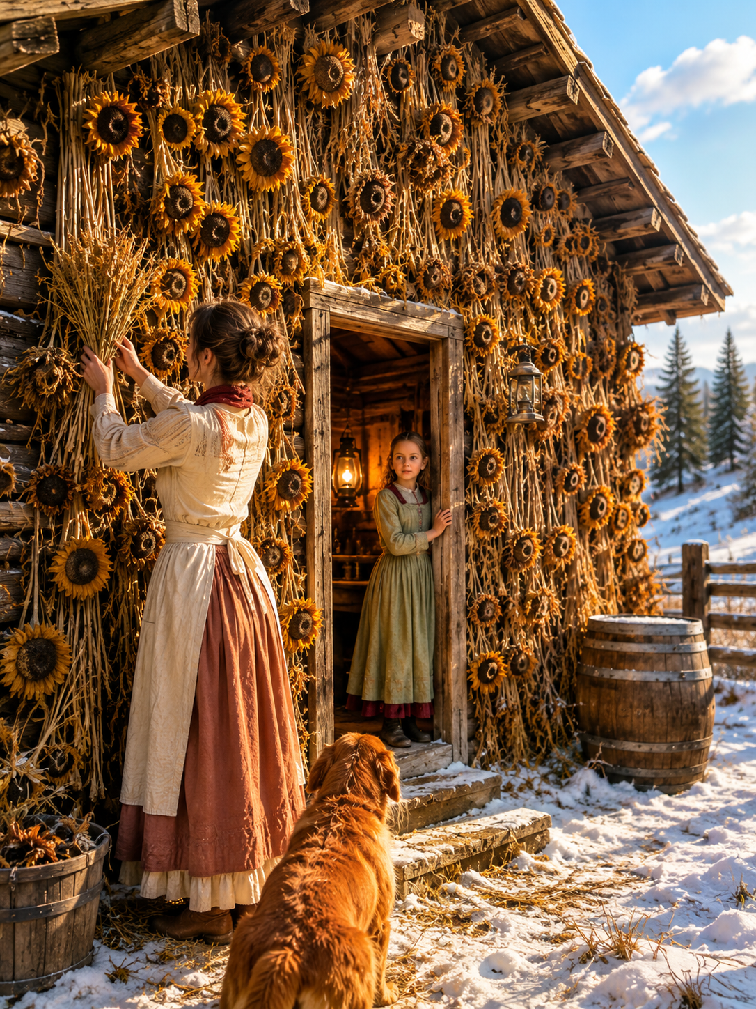 They Thought the Widow Planted Sunflowers Against Her Cabin for Decoration — Until the Blizzard Came