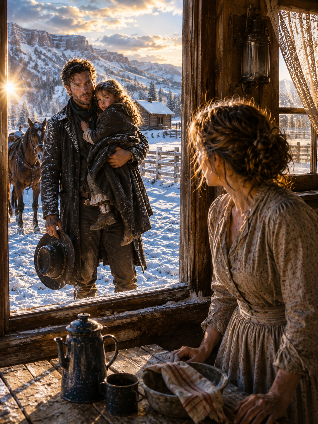 A Lone Drifter Rode In With a Half-Frozen Child Against His Chest — Martha Saw Everything From Her Kitchen Window