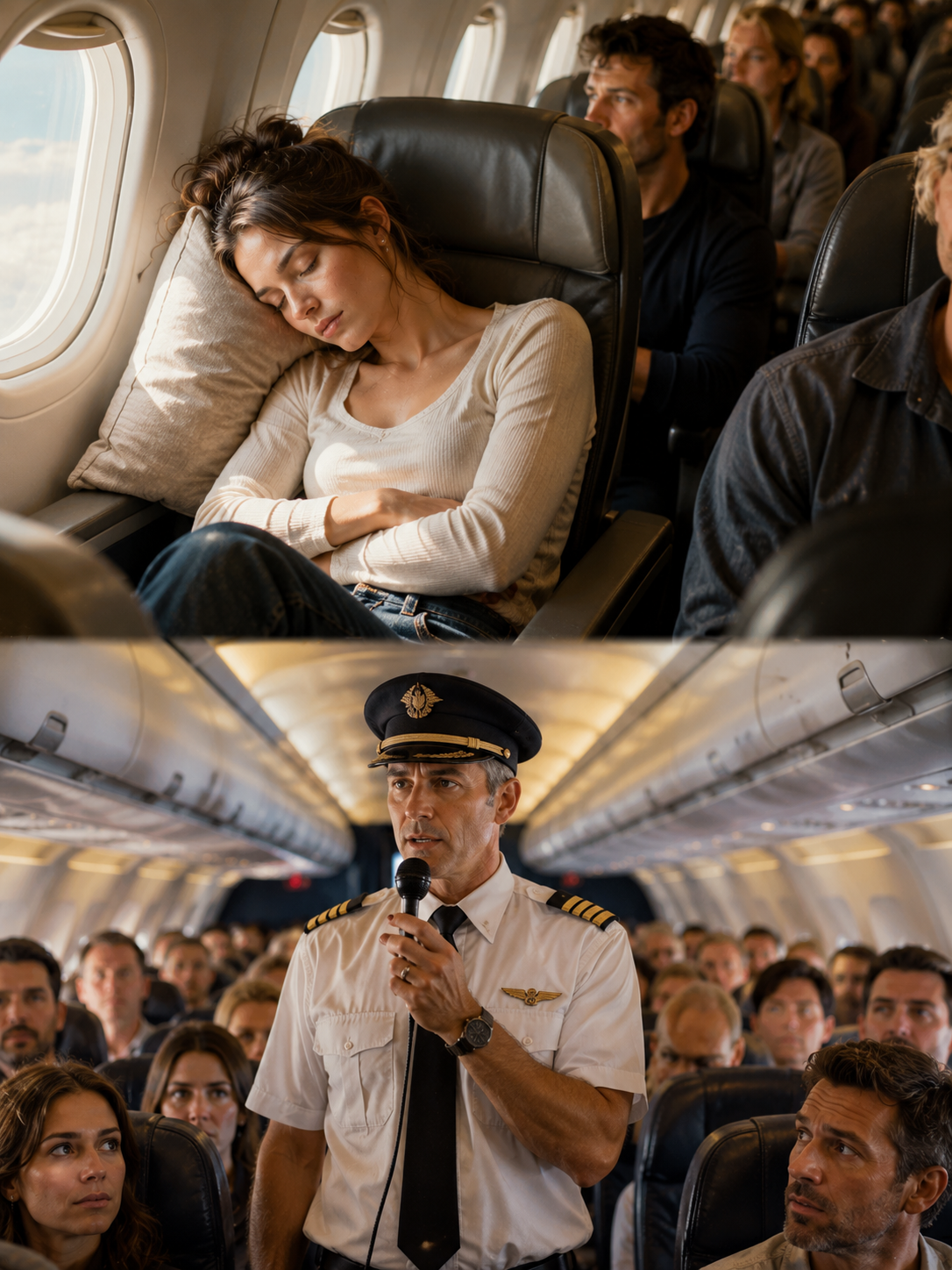 SHE WAS SLEEPING IN 8A — WHEN THE CAPTAIN ASKED IF ANY COMBAT PILOTS WERE ON BOARD