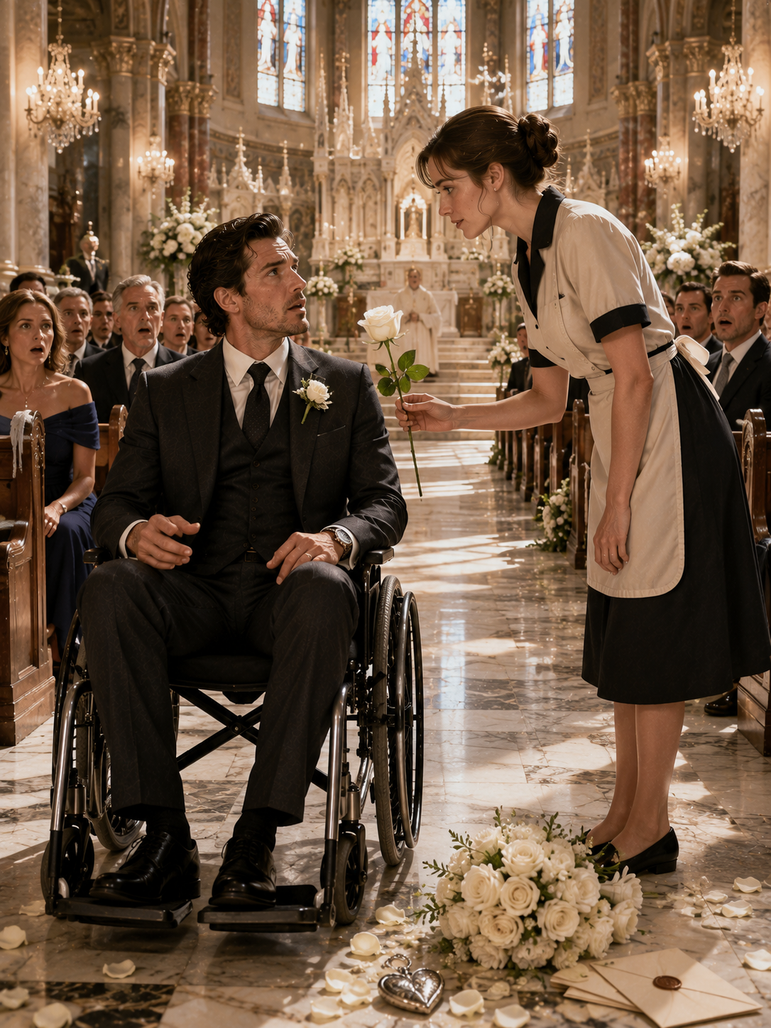 The Mafia Boss Was Abandoned in His Wheelchair at the Altar—Then a Housekeeper Did Something That Left Every Guest Stunned