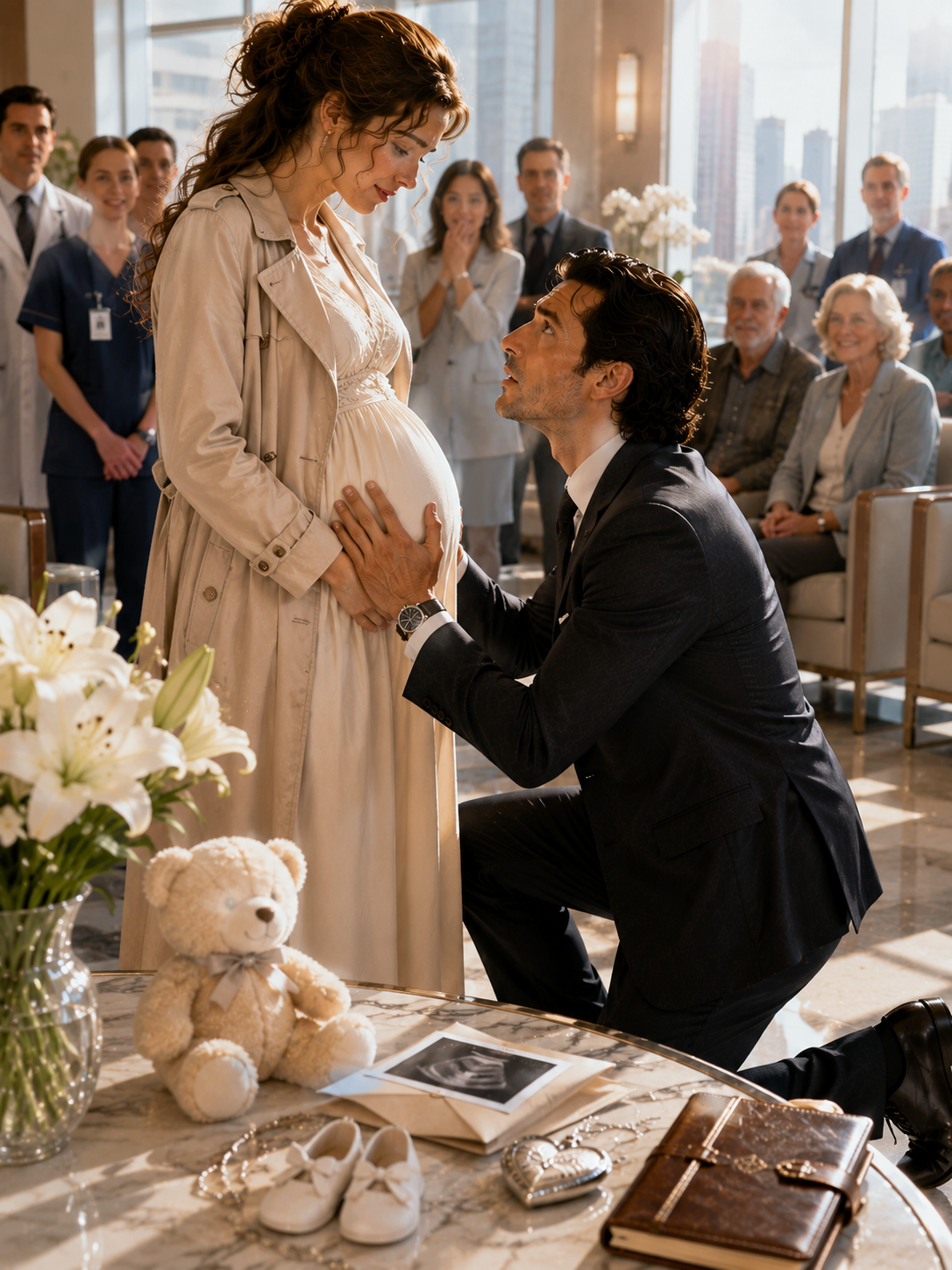 The mafia boss knelt in a crowded waiting room, hand hovering over the belly of the ex-wife who’d hidden their child for eight months. When his unborn daughter kicked into his palm, the most feared man in the city broke apart in front of strangers — seconds before his driver rushed in: a rival syndicate had already found her.