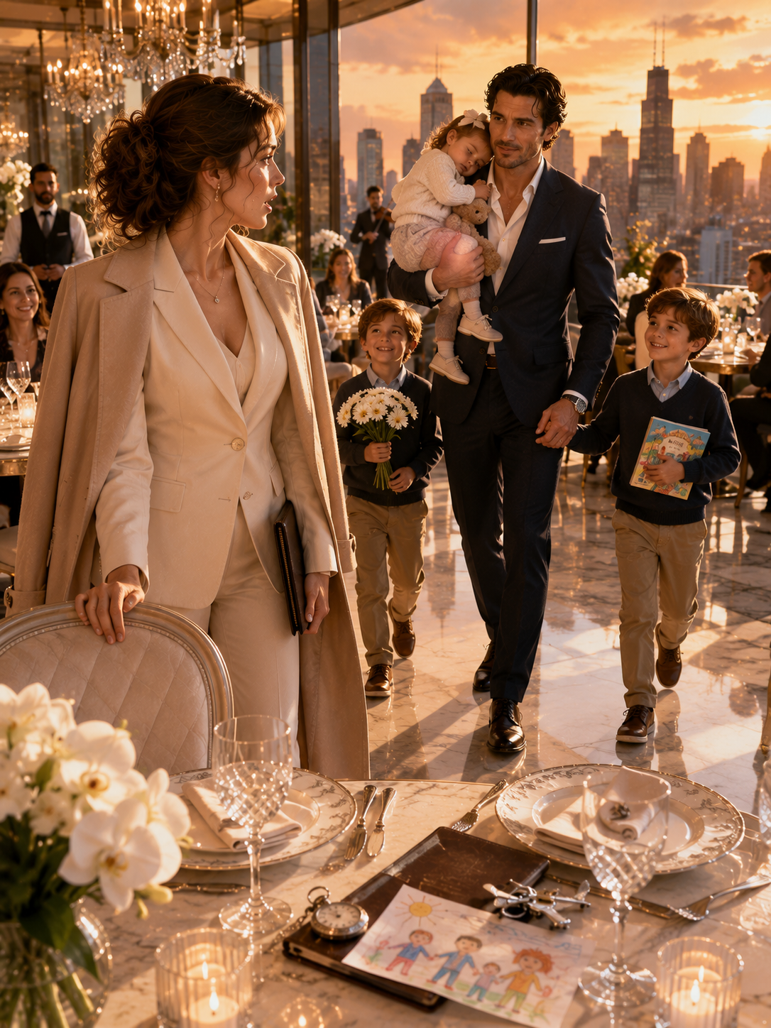 The billionaire CEO negotiated hostile takeovers without flinching, but nothing prepared her for the single father who walked into her blind date carrying a sleeping toddler while two more boys trailed behind him. Then a rival on her own board turned that dinner into a weapon—threatening to strip her of the company her dying father had built, unless she proved her heart hadn’t compromised her judgment.