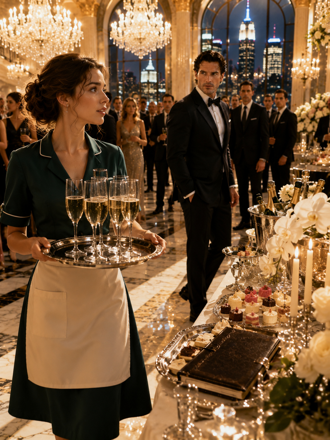 The first time the most feared man in New York heard my voice, he stopped walking in the middle of a luxury hotel. I had no idea why. I was just an exhausted waitress carrying champagne through a room full of millionaires who barely noticed I existed—but that single moment would pull me into a world I never should have entered.