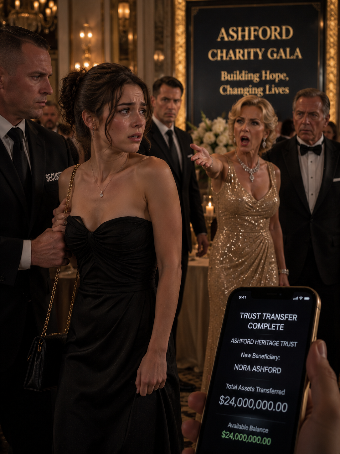 Her Stepmother Had Security Throw Her Out of Her Own Mother’s Charity Gala—Then One Phone Call, One Hidden Trust, and Twenty-Four Million Dollars Changed Everything Overnight.