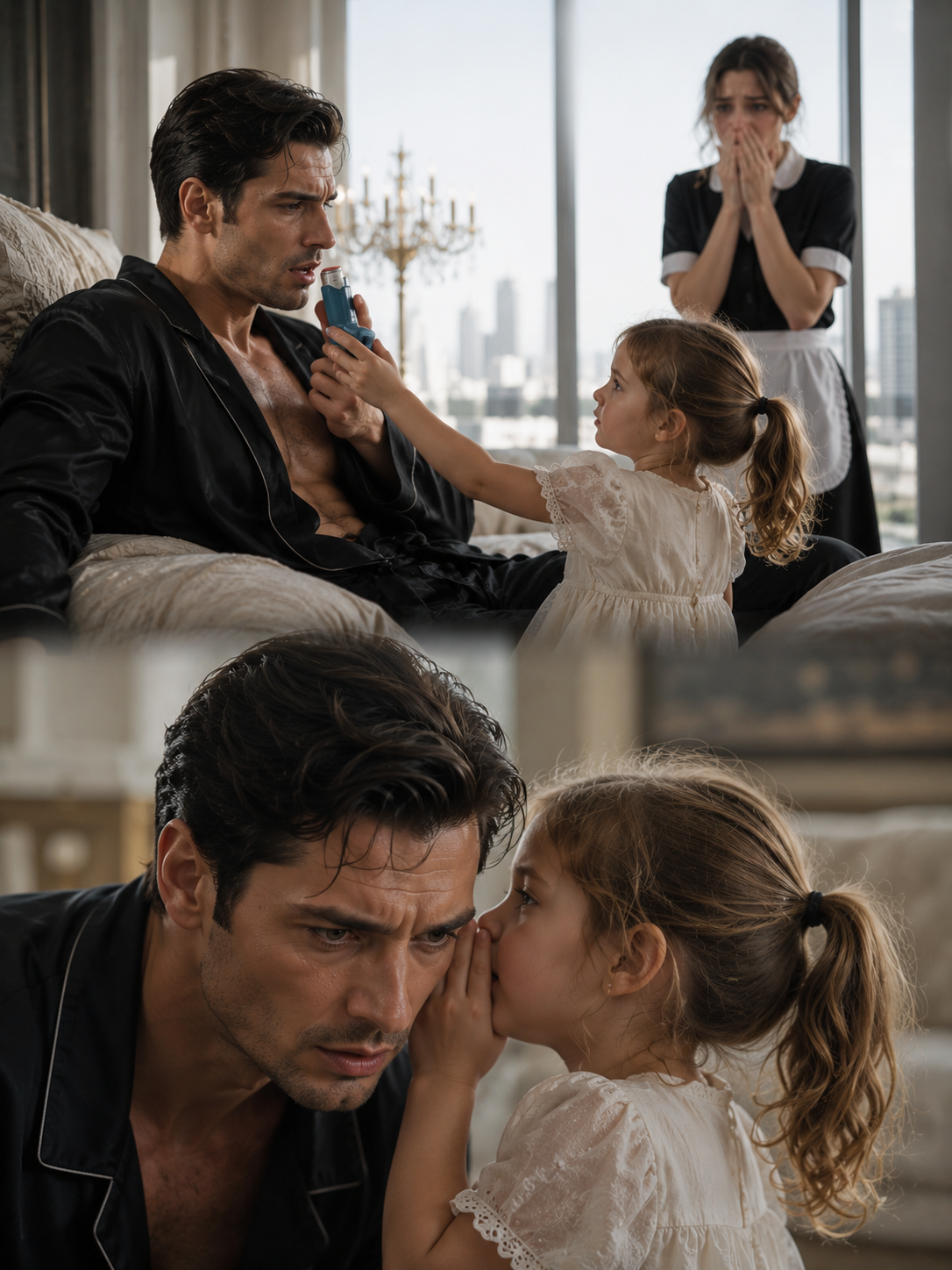 The Maid’s Three-Year-Old Handed a Dying Billionaire His Last Inhaler—Then One Whisper Shattered the Lie He Had Lived His Whole Life