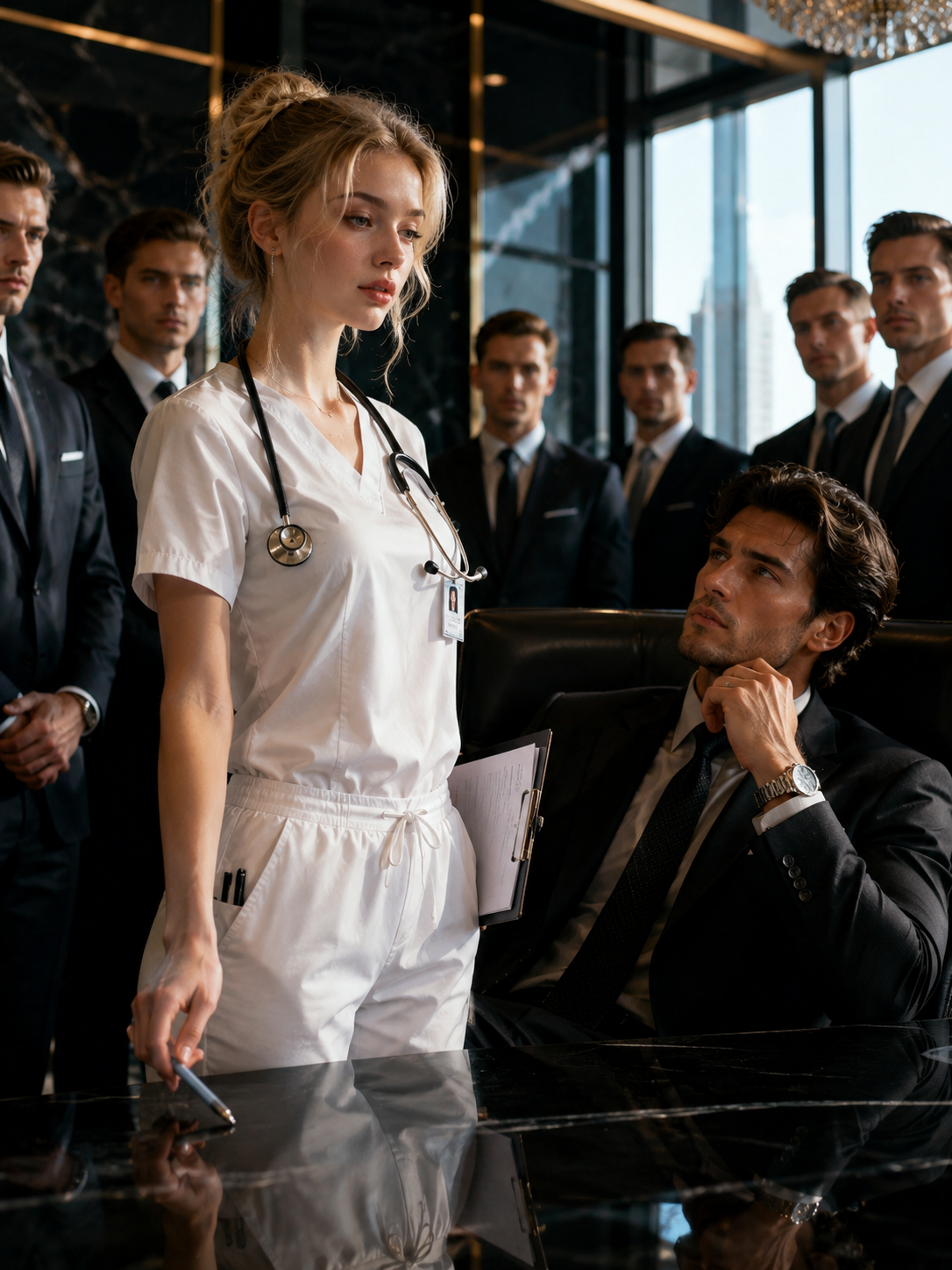 The Young Nurse Entered The Crime Boss’s Building — Then One Pen Drop Froze The Entire Room
