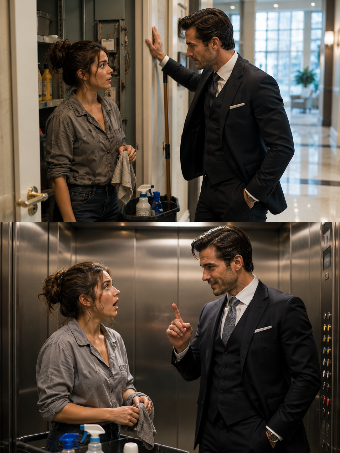 She Thought He Was Just the Repairman—Until the Billionaire CEO Repeated Every Word She’d Said in the Elevator