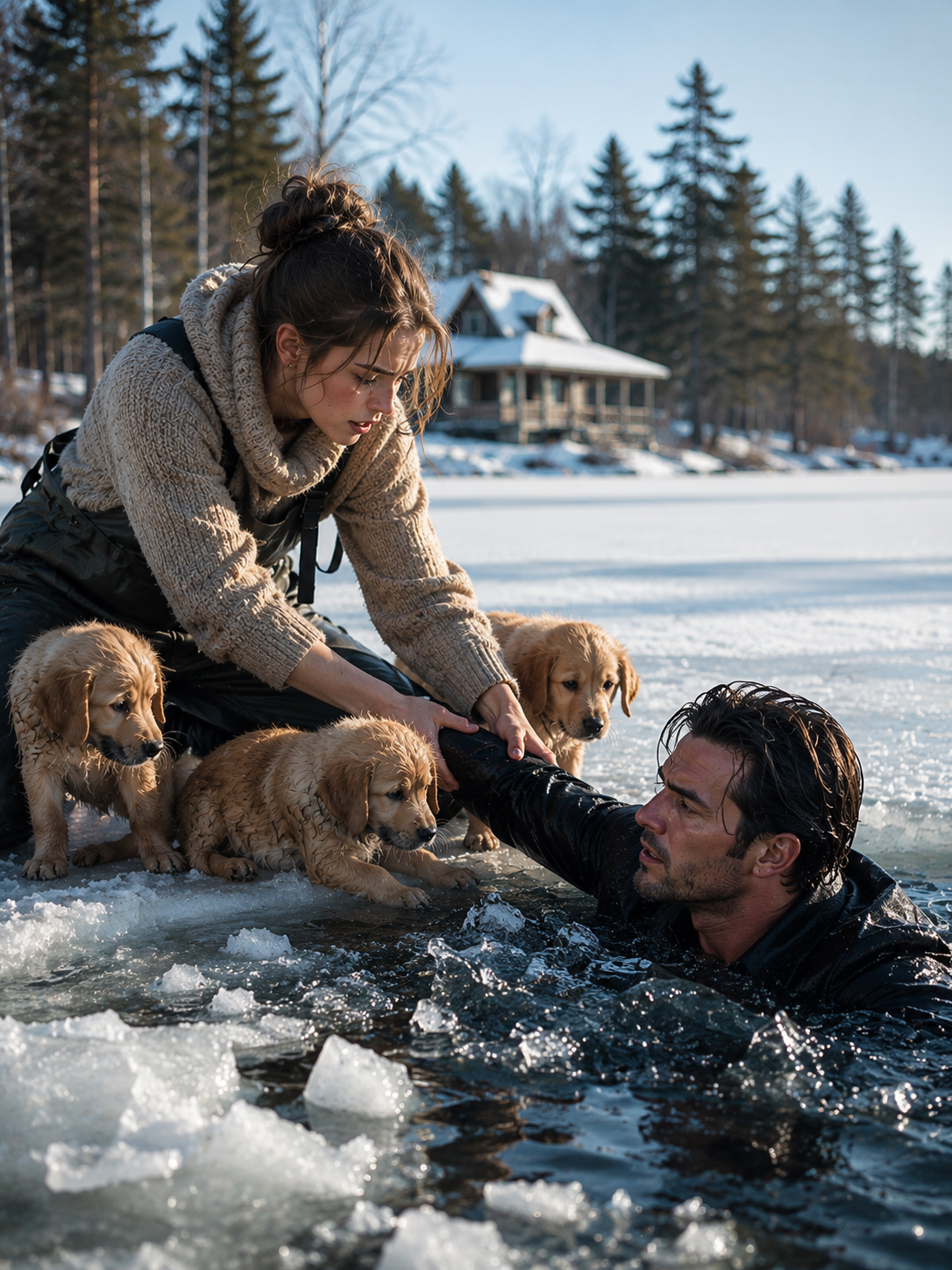 She Dove Into an Icy Lake to Save Three Puppies and a Stranger—Then Discovered He Was New England’s Most Feared Mafia Boss