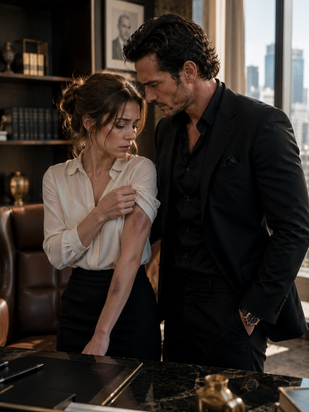 I Tried to Hide My Bruises—Then the Mafia Boss Locked the Office Door and Said, “Who Did This?”
